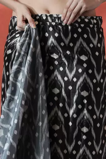 Black ready to wear floral digital printed saree