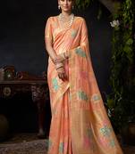 Orange organza khadi with jhallar festive wear saree