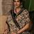 Black batik printed  cotton saree with unstitched blouse piece