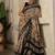 Black batik printed  cotton saree with unstitched blouse piece