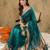 Teal organza zari kanjeevaram saree