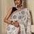 White floral printed  cotton saree