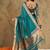 Teal organza zari kanjeevaram saree