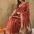 Rust woven design organza sarees