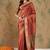 Rust woven design organza sarees