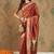Rust woven design organza sarees