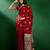 Red red geometric woven designed zari sarees