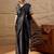 Black women ethnic block printed poly crepe saree