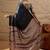 Black women ethnic block printed poly crepe saree