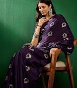 Navy blue ethnic motifs woven design sequined banarasi sarees
