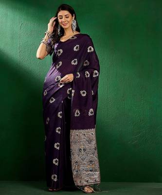 Navy blue ethnic motifs woven design sequined banarasi sarees 2