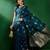 Teal ethnic motifs woven design sequined banarasi sarees