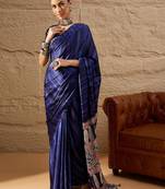 Blue blue printed  block print sarees