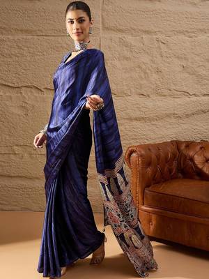 Blue blue printed  block print sarees 2