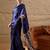 Blue blue printed  block print sarees