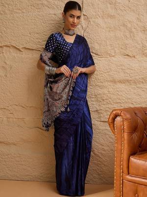 Blue blue printed  block print sarees 4