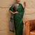 Green women green ethnic motifs  crepe designer block print saree