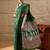 Green women green ethnic motifs  crepe designer block print saree