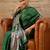 Green women green ethnic motifs  crepe designer block print saree