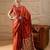 Rust rust crepe ethnic printed party wear saree with matching blouse