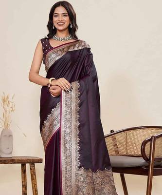 Brown woven design sarees blouse piece 1