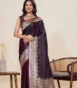 Brown woven design sarees blouse piece