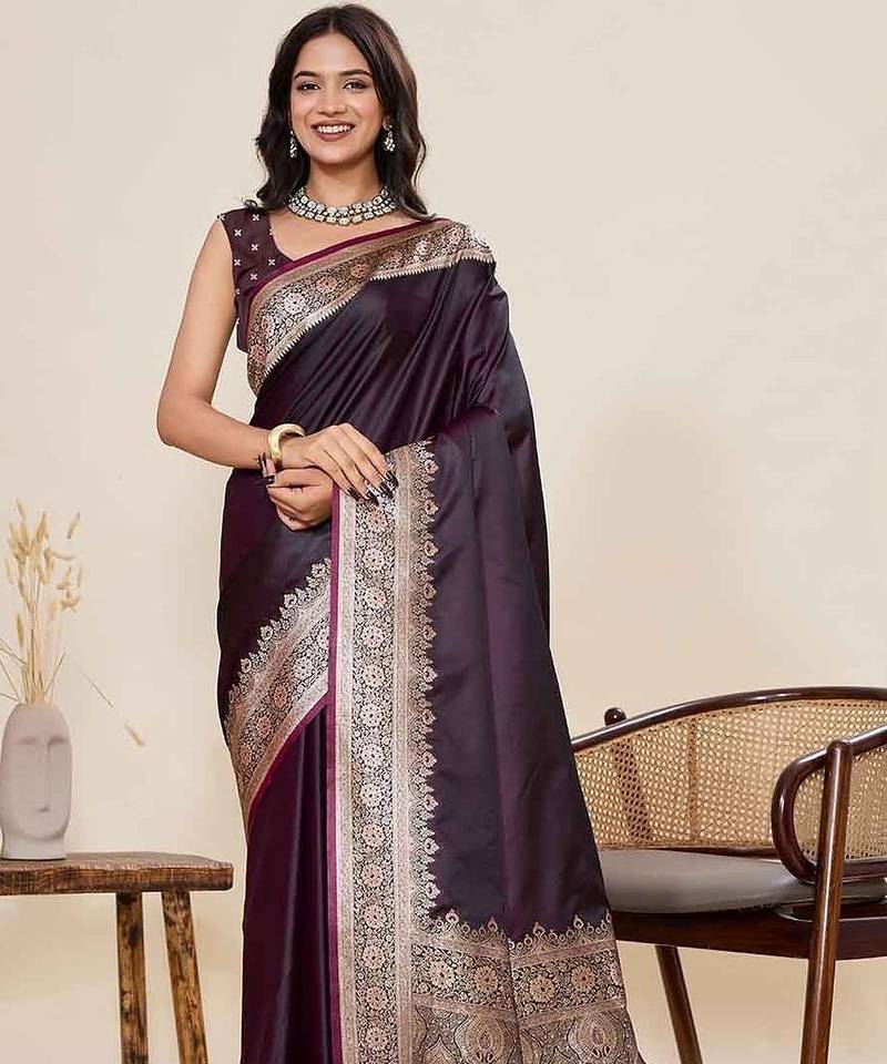 Brown woven design sarees blouse piece