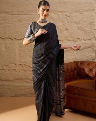 Black black printed  block print sarees 1