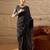 Black black printed  block print sarees