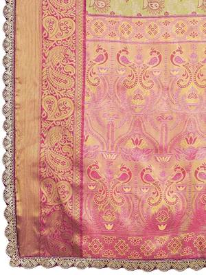 Sea green woven design saree with unstitched blouse piece 5