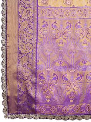 Beige woven design saree with unstitched blouse piece 4
