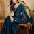 Blue embellished beads and stones poly chiffon heavy work saree
