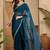 Blue embellished beads and stones poly chiffon heavy work saree