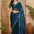 Blue embellished beads and stones poly chiffon heavy work saree