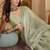 Lime beads and stones poly chiffon designer saree