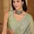 Lime beads and stones poly chiffon designer saree