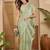 Lime beads and stones poly chiffon designer saree