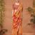 Orange printed saree with matching blouse