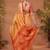 Orange printed saree with matching blouse