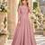 Pink silk blend readymade anarkali suit with embroidery work