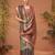 Grey floral printed zari block print saree
