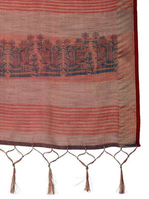 Grey floral printed zari block print saree 5