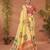 Yellow floral printed saree with matching blouse