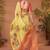 Yellow floral printed saree with matching blouse