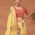Yellow floral printed saree with matching blouse