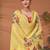 Yellow floral printed saree with matching blouse