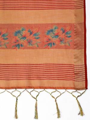 Yellow floral printed saree with matching blouse 5