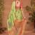 Green women floral printed block print saree with matching blouse