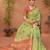 Green women floral printed block print saree with matching blouse