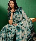 Green green ethnic motifs woven design dyed banarasi sarees